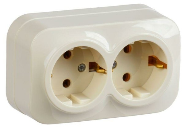 Розетка 2-м ОП GLORY РС22-3-ХК 16А с/з крем. IEK ERH21-K33-16