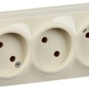 Розетка 3-м ОП GLORY РС23-2-ХК 10А крем. IEK ERH30-K33-10