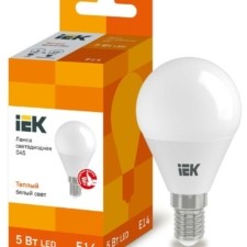 Лампа СДЛ ECO G45 5Вт шар 3000К тепл. бел. E14 450Лм 230-240В IEK LLE-G45-5-230-30-E14