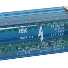 Шина на DIN-рейку в корпусе (кросс-модуль) ШНК 2х15 L+PEN IEK YND10-2-15-125