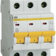 Выключатель автоматический модульный 3п C 4А 4.5кА ВА47-29 IEK MVA20-3-004-C