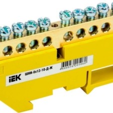 Шина PE “земля” на DIN-изол. ШНИ-8х12-10-Д-Ж IEK YNN10-812-10D-K05