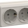 Розетка 2-м ОП Октава РСш22-3-ОКм 16А IP20 с/з защ. шторки крем. IEK ERO24-K33-16-DC