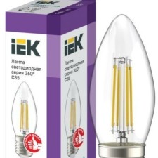 Лампа СДЛ филаментная 360° 7Вт C35 свеча прозрачная 4000К нейтр. бел. E27 230В IEK LLF-C35-7-230-40-E27-CL