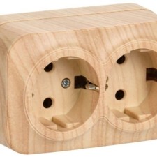 Розетка 2-м ОП GLORY РС22-3-ХС 16А с/з сосна IEK ERH21-K34-16