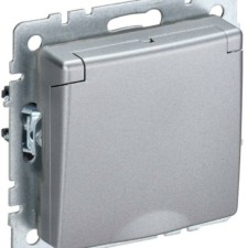 Розетка BRITE РСбш10-3-БрА 16А IP20 с/з защ. шторки с крышкой алюм. IEK BR-R16-16-K47