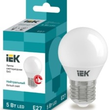 Лампа СДЛ Eco G45 5Вт шар 4000К нейтр. бел. E27 450Лм 230-240В IEK LLE-G45-5-230-40-E27