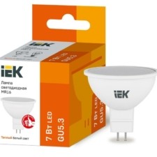Лампа СДЛ ECO MR16 7Вт 3000К тепл. бел. GU5.3 630Лм 230-240В IEK LLE-MR16-7-230-30-GU5
