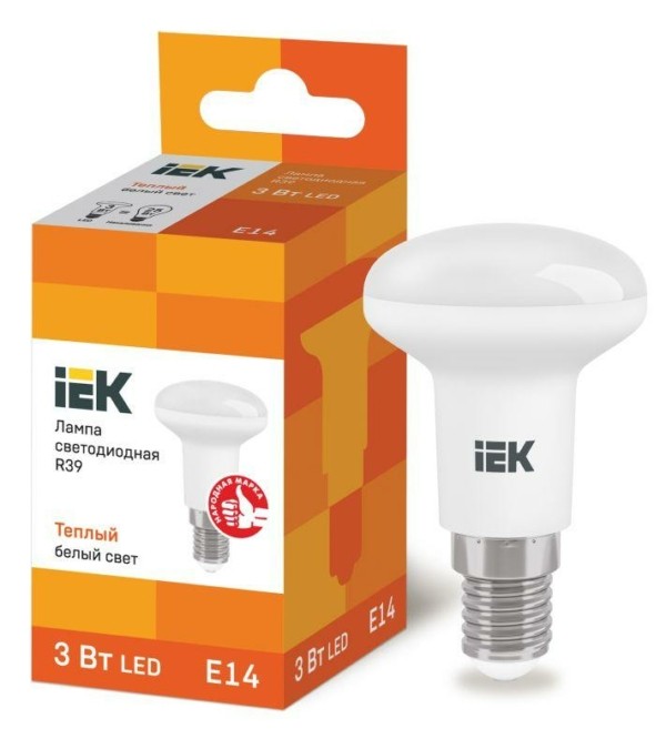 Лампа СДЛ ECO R39 3Вт 3000К тепл. бел. E14 270Лм 230-240В IEK LLE-R39-3-230-30-E14