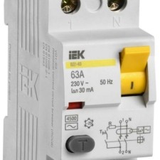 Выключатель дифференциального тока (УЗО) 2п 63А 30мА тип AC ВД1-63 IEK MDV10-2-063-030