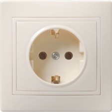 Розетка 1-м СП Кварта РС10-3-ККм 16А IP20 с/з крем. IEK ERK14-K33-16-DM