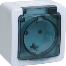 Розетка 1-м ОП Гермес Plus РСб20-3-ГПБд 16А IP54 с/з с дым. крышкой бел. IEK ERMP-K03-16-54-EC