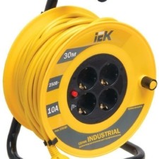 Удлинитель силовой на катушке 4х30м с/з 10А IP20 Industrial УК30 3х1 термозащита IEK WKP14-10-04-30