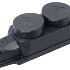 Колодка удлинителя 2-м 16А IP44 Омега РБ32-1-0м с защ. крышкой каучук IEK PKR62-016-2-K02