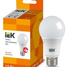 Лампа СДЛ ECO A60 15Вт грушевидная 230В 3000К E27 IEK LLE-A60-15-230-30-E27