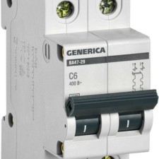 Выключатель автоматический модульный 2п C 6А 4.5кА ВА47-29 IEK Generica IEK MVA25-2-006-C