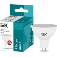 Лампа СДЛ 9Вт MR16 софит 4000К нейтр. бел. GU5.3 230В IEK LLE-MR16-9-230-40-GU5