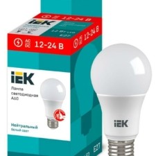 Лампа СДЛ 12Вт A60 шар 12-24В 4000К нейтр. бел. E27 низковольтная IEK LLE-A60-12-12-24-40-E27