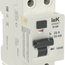Выключатель дифференциального тока (УЗО) 2п 25А 30мА тип A ВДТ R10N ARMAT IEK AR-R10N-2-025A030