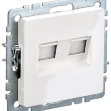 Розетка ПК двойная СП RJ45 кат.5E BRITE РК10-2-БрБ бел. IEK BR-K20-1-K01