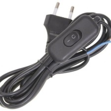 Шнур для бра УШ-1КВ 2м с опрес. вилкой и выключателем 2х0.75 черн. IEK WUP20-02-K02