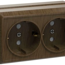 Розетка 2-м ОП Октава РС22-3-ОД 16А IP20 с/з дуб IEK ERO21-K04-16-DC