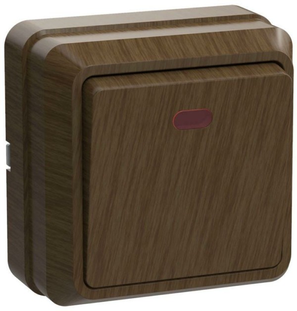 Выключатель 1кл. ОП Октава 10А IP20 ВС20-1-1-ОД с индикацией дуб IEK EVO11-K04-10-DC