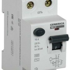 Выключатель дифференциального тока (УЗО) 2п 16А 30мА тип AC ВД1-63 IEK Generica IEK MDV15-2-016-030