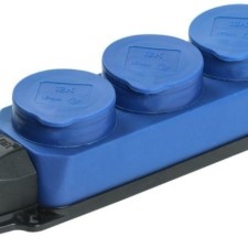 Розетка 3-м ОМЕГА РБ33-1-0м IP44 каучук син. IEK PKR61-016-2-K07