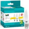 Лампа СДЛ 7Вт C35 свеча 4000К нейтр. бел. E14 230В (уп.3шт) IEK LLE-C35-07-230-40-E14-3
