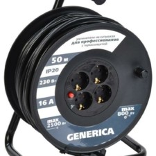 Удлинитель силовой на катушке 4х50м 16А IP20 УК50 2P+PE 3х1.5 термозащита IEK Generica IEK WKP20-16-04-50-G