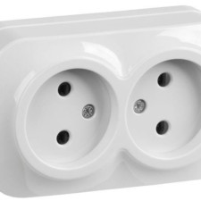 Розетка 2-м ОП GLORY РС22-2-ХБ 10А бел. IEK ERH20-K01-10