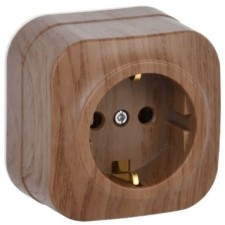 Розетка 1-м ОП GLORY РС20-3-ХД 16А с/з дуб IEK ERH11-K24-16