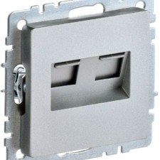 Розетка ПК двойная СП RJ45 кат.5E BRITE РК10-2-БрА алюм. IEK BR-K20-1-K47