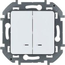 Выключатель 2-кл. Inspiria 10А IP20 250В 10AX с подсветкой/индикацией механизм бел. Leg 673630