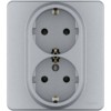 Розетка Inspiria 16А 250В 2х2P+E немецк. стандарт алюм. Leg 673752