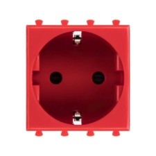Розетка 1-м 2мод. Avanti “Красный квадрат” 16А IP20 2P+E защ. шторки красн. DKC 4401002