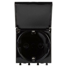 Розетка 1-м 2мод. Avanti “Черный квадрат” 16А IP44 2P+E защ. шторки с крышкой черн. DKC 44020