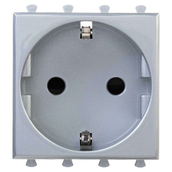 Розетка 1-м 2мод. Avanti “Закаленная сталь” 16А 2P+E защ. шторки сер. DKC 4404002