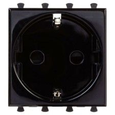 Розетка 1-м 2мод. Avanti “Черный квадрат” 16А IP20 2P+E защ. шторки черн. DKC 4402002