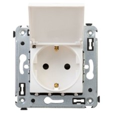 Розетка 1-м СП 2мод. Avanti “Белое облако” 16А IP41 2P+E защ. шторки с крышкой бел. DKC 4400013