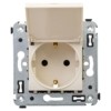 Розетка 1-м СП 2мод. Avanti “Ванильная дымка” 16А IP41 2P+E защ. шторки с крышкой беж. DKC 4405013