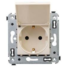 Розетка 1-м СП 2мод. Avanti “Ванильная дымка” 16А IP41 2P+E защ. шторки с крышкой беж. DKC 4405013