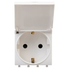 Розетка 1-м 2мод. Avanti “Белое облако” 16А IP41 2P+E защ. шторки с крышкой бел. DKC 44000