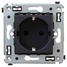 Розетка 1-м СП 2мод. Avanti “Черный матовый” 16А 2P+E защ. шторки механизм черн. DKC 44003