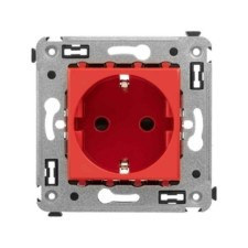 Розетка 1-м СП 2мод. Avanti “Красный квадрат” 16А IP20 2P+E защ. шторки красн. DKC 4401003
