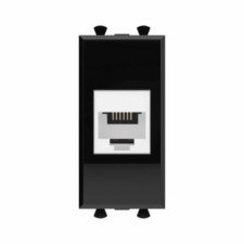 Розетка ТФ 1мод. Avanti “Черный квадрат” RJ модульная механизм DKC 4402611