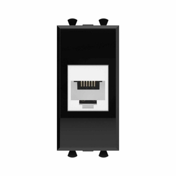 Розетка ТФ 1мод. Avanti “Черный квадрат” RJ модульная механизм DKC 4402611