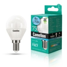 Лампа СДЛ LED8-G45/845/E14 8Вт шар 4500К бел. E14 750Лм 170-265В Camelion 12393