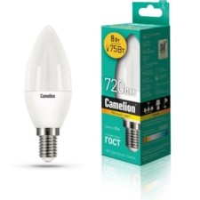 Лампа СДЛ LED8-C35/830/E14 8Вт свеча 3000К тепл. бел. E14 720Лм 170-265В Camelion 12385